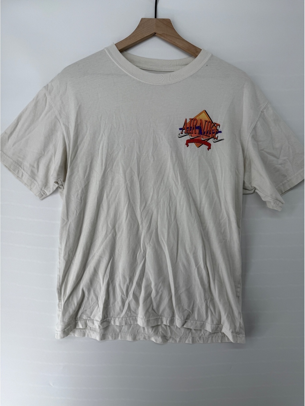 Vintage Y2K Nike Air Tee T-Shirt Cream Medium